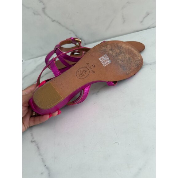 ASH Metallic Pink Leather Wedges Sandals Size 38 / US 8 - Picture 4 of 5